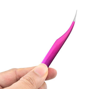 Professional Customizable Stainless Steel Eyelash Tweezers 10mm Comfortable Handle <b>Precision</b> Smooth Tip Wholesale Extension Bulk - Product Image 4
