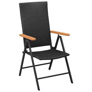 Ensemble de 4 chaises de jardin en rotin PE noir, design pliable standard - Product Image 2