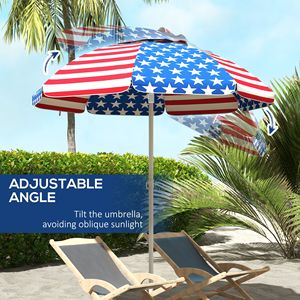 Ombrellone da Spiaggia Portatile 5.7 con Bandiera Americana, Inclinazione Regolabile e Volant per Viaggi all'Aperto - Product Image 5