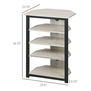 Mobile TV ad Angolo con Pannello in Legno e Ripiani Portaoggetti per TV da 29 Pollici, Colore Grigio Acciaio - Product Image 3