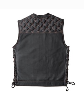 <b>Mens</b> Genuine Cowhide <b>Leather</b> Biker Vest Motorcycle Riding <b>Waistcoat</b> - Product Image 2