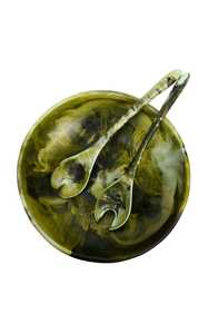 Bol de service élégant en résine polie écologique avec ensemble de cuillères pour les buffets d'hôtel et la présentation de la haute cuisine - Product Image 3