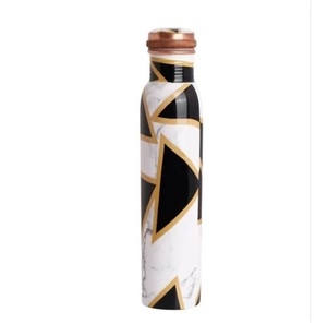 Botella de Agua de Cobre con Diseño Floral Pastel, Hecha a Mano, con Tapa de Cobre, Juego de Bebidas Portátil para Exteriores - Product Image 2