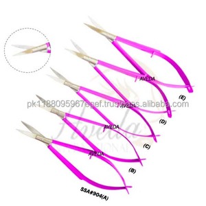 Tijeras de Precisión para Cejas y Pestañas con Hoja Curva de Acero Inoxidable con Recubrimiento Arcoíris, Herramientas de Belleza de Primera Calidad, Tijeras de Pestañas Doradas con Resorte - Product Image 4