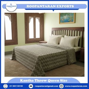 Luxury Cotton Sanganer Kantha Queen Size <b>Throws</b> Hand Block Printed <b>Large</b> Width Handmade Indian Quilt Bedding Home Textile - Product Image 2