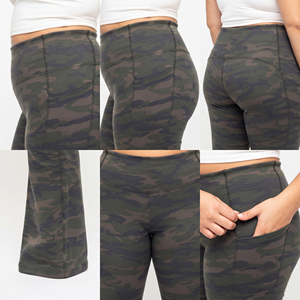 Gym Fitness Plus Size Leggings Camo Printed Flare Yoga Pants High Waist Gym Workout Flare Pants Polyester Camo Printed <b>Tights</b> - Product Image 6