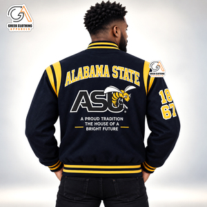Chaqueta de Béisbol de Tela Satinada de Poliéster Ligera y Transpirable para Hombre con Logotipo Personalizado de la Universidad Estatal de Alabama para Primavera - Product Image 2