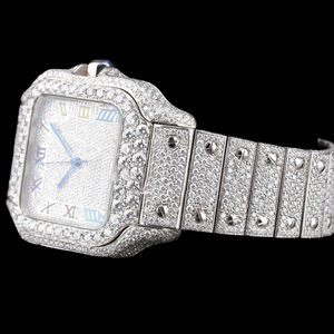 Reloj de Lujo con Incrustaciones de Moissanita y Acero Inoxidable, Movimiento de Cuarzo, Diseño Bicolor, Esfera de Cristal, Resistente al Agua 10 Bar, Cierre Oculto - Product Image 6