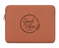 Good Vibes Only Housse pour ordinateur portable en jute de 15,6 pouces avec fermeture éclair tout autour, écologique, orange, pour le travail et la protection