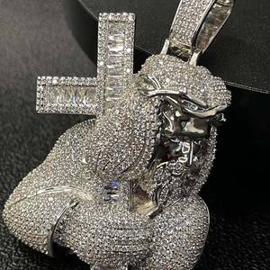 จี้รูปหัวคนสไตล์ฮิปฮอป CONCEPTION ประดับเพชรโมอิสซาไนต์ เงินแท้ 925 โครงสร้างแข็งแรงทนทาน - Product Image 2