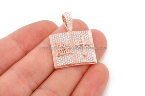 Pendentif en or 14 carats avec diamant de laboratoire VVS, design attrayant, bijoux de luxe, livre de la Bible ouvert, pour cadeau d'anniversaire - Product Image 5