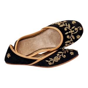 Zapatos Khussa Jutti Punjabi Indios Pakistaníes Hechos a Mano con Pedrería Floral de Verano, Elegantes, en Tallas y Colores Personalizados, Planos y Antideslizantes para Mujer - Product Image 1