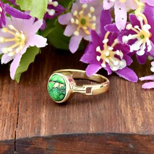 Natural Green Copper Turquoise Gemstone 925 Sterling <b>Silver</b> Eternity Vermeil <b>Boho</b> Jewelry Oval Shape Designer <b>Ring</b> for Women - Product Image 3