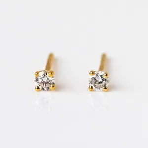 Natural Diamond 0.20Ct Round Cut Unisex Star <b>Stud</b> <b>Earrings</b> in 14K Yellow Gold Luxury IGI Certified <b>Fine</b> Jewelry Gift - Product Image 3