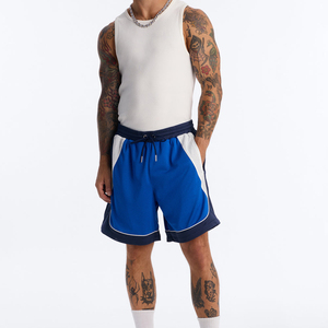 OEM Men's Blue Mesh Sport Shorts With White Side Stripe Drawstring <b>Elastic</b> Waist Mid Rise Breathable Polyester men mesh shorts - Product Image 2