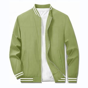 เสื้อแจ็คเก็ตบอมเบอร์วินเทจสีดำกันน้ำสำหรับผู้ชาย ยี่ห้อ GLOWING NEON INDUSTRY แขนเสื้อทำจากไนลอน/ผ้าฝ้าย สีพื้น ปิดด้วยซิป สไตล์ลำลอง - Product Image 1