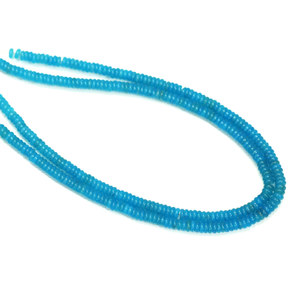 Cuentas de Calcedonia Azul Neón Planas en Forma de Rondelle de 5-6 mm, Cuentas Espaciadoras de Piedras Preciosas Azul Neón Brillante, Cuentas Lisas en Forma de Rondelle para Hacer Joyería - Product Image 4