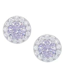 Pendentif et boucles d'oreilles Halo rond en zircon cubique dans une plaque en argent fin, 2 pièces | Macy's - Product Image 6