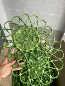 Ensemble de plateaux ronds en rotin tressé rustique fait main pour table à thé, en fibres naturelles, vaisselle de service pour invités, décoration Vietnam - Product Image 4
