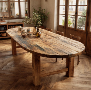 Mesa de Comedor de Madera de Mango Sólida de Estilo Europeo, Diseño Moderno, Espuma Ecológica de Alta Densidad para Uso en Hogar, Oficina, Restaurante y Gimnasio - Product Image 1