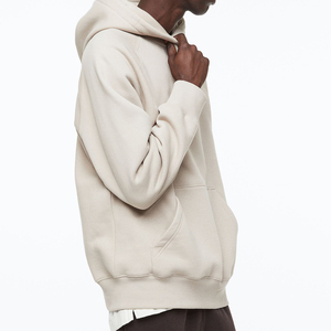 Sweat-shirts à capuche oversize pour hommes et femmes, couleur unie rouge, noir, gris, automne-hiver, polaire, logo sur le devant, style hip-hop, 100% coton - Product Image 3