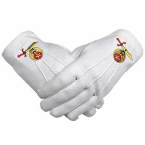Guantes de algodón blancos con emblema masónico - Product Image 1