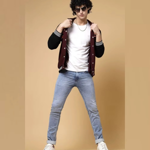 Custom Maroon Black Varsity <b>Jacket</b> Men <b>Baseball</b> <b>Bomber</b> <b>Jacket</b> Fashion College Uniform Streetwear Outerwear OEM ODM Wholesale - Product Image 3