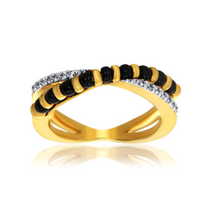 Anillo de Diamantes Mangalsutra Promise of Bond, Anillo de Diamantes con Pavé de Oro Amarillo y Oro Blanco, Anillo de Diamantes con Engaste en Canal en Dos Tonos - Product Image 1