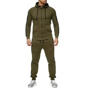 Conjunto Deportivo de Poliéster/Algodón para Hombre, Diseño 2 en 1 con Rayas Gris Azulado, Sudadera con Capucha y Cremallera de Manga Larga - Product Image 4