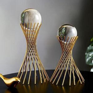 Esfera Geométrica de Latón Hecha a Mano, Centro de Mesa Ecológico, Arte Moderno y Elegante para Decoración del Hogar con Bola de Cristal - Product Image 5