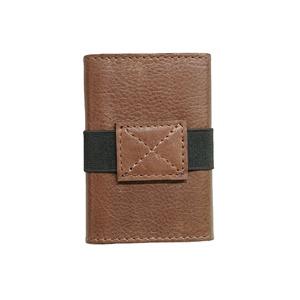 Portefeuilles en cuir avec porte-cartes à bouton poussoir, RFID, sangle élastique, sac à main, logo de marque personnalisé, emballage cadeau, prix de gros - Product Image 1