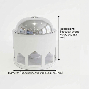 Calentador de Alimentos Moderno de Metal con Recubrimiento en Polvo Blanco y Cúpula de Acero Elegante plato para calentar alimentos con diseño recortado para catering y eventos de lujo - Product Image 5