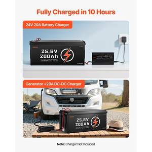 Batterie au lithium LiFePO4 24V 200Ah à décharge profonde 5120Wh pour camping-car, moteurs de pêche à la traîne, marine, avec BMS 100A intégré, basse température - Product Image 6