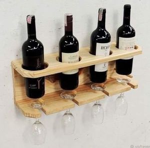 Wine holder floating wine <b>shelf</b> bamboo wine organiser wine glass holder rustic wine decor modern <b>bar</b> <b>shelf</b> luxury wine storage - Product Image 4