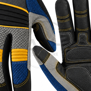 Gants de tronçonneuse de haute qualité, faits à la main, avec service OEM/ODM, panneaux en tissu bleu roi, accents gris et coutures ergonomiques sur la paume - Product Image 5