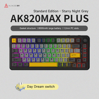 Clavier mécanique AJAZZ AK820 MAX PLUS 82 touches, disposition 75 %, écran TFT, bouton rotatif, hot-swap, Gasket, RGB, sans fil, pour jeux
