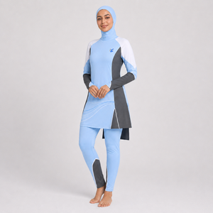 Ensemble Burkini Modeste 4 Pièces Personnalisé pour Femmes Musulmanes à Manches Longues avec Logo Imprimé sur le Devant - Product Image 4