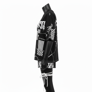 <b>Women</b> T shirt Booty <b>Short</b> Set Premium Cotton Polyester Jersey 200 GSM Black <b>White</b> Panel Design Custom Printed Logo <b>Women's</b> Sets - Product Image 4