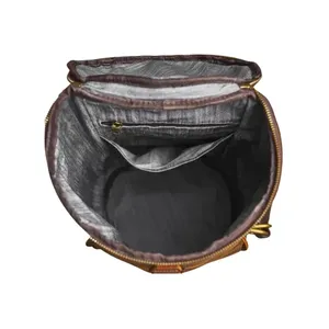 Luxury Brown Genuine Leather Durable Business <b>Backpack</b> with Comfortable Shoulder Straps and Secure Zipper Large Capacity - Product Image 4