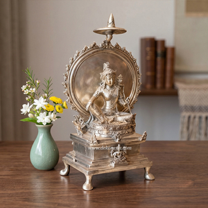 Statue de Bouddha à double assise en laiton, faite à la main, couleur personnalisable, design sur mesure, décoration de luxe pour la maison, style antique spirituel H24xL13cm - Product Image 3