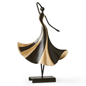 Escultura de Pareja Bailando en Resina Dorada - Decoración para el Hogar Hecha a Mano al por Mayor - Product Image 2