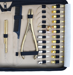 Stainless Steel Hair Extension Tools Kit Tape-In Pliers Micro-Link removal pliers Beads <b>Crimping</b> pliers Hook Loop Comb salon kit - Product Image 6