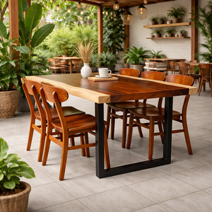 Juego de Comedor Dio de Estilo Minimalista de Lujo para Restaurante y Cafetería, Mesa de Madera Suar con 4 Sillas Ropan para Muebles Comerciales - Product Image 6