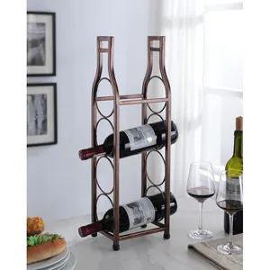 Metal <b>Wine</b> Bottle Holder Stand Farmhouse Design Round Shape Decorative Bar Counter Storage Rack Waterproof 5L Capacity - Product Image 3