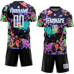 Uniforme de fútbol de EE. UU. y Europa, tela suave, impresión por sublimación, diseño nítido del patrocinador, camiseta de fútbol con pantalones cortos. - Product Image 1