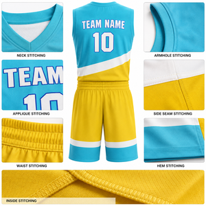 Uniforme de Baloncesto Transpirable de Poliéster Ligero de Alta Calidad a Precio de Mayoreo, Azul y Amarillo, Sublimado, Ropa Deportiva para Adultos - Product Image 6