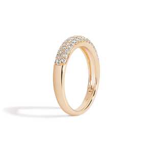 Pave <b>Dome</b> Stackable <b>Ring</b> Half Eternity Curved Stacking Bridal Jewelry Bands Wholesale 14k 18k Solid Gold Round Lab Grown Diamond - Product Image 3
