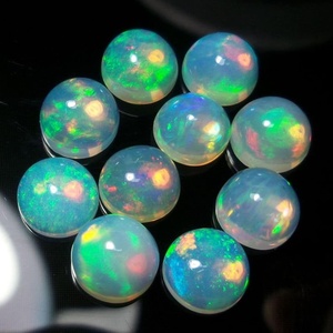 Opale d'Éthiopie naturelle ronde 3mm 4mm 6mm 7mm 10mm, cabochon plat fait main multi-reflets, pierre précieuse naturelle calibrée pour bijoux - Product Image 4