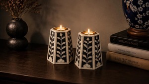 Posavasos Floral con Incrustaciones de Hueso para Té, Hecho a Mano, Ecológico, con Estampado de 2 Colores para Hogar, Bar, Hotel, ILAHI's - Product Image 4