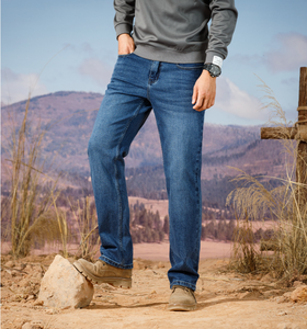 Jean en denim délavé décontracté pour homme, coupe mi-juste droite, respirant, extensible, idéal été-printemps - Product Image 6